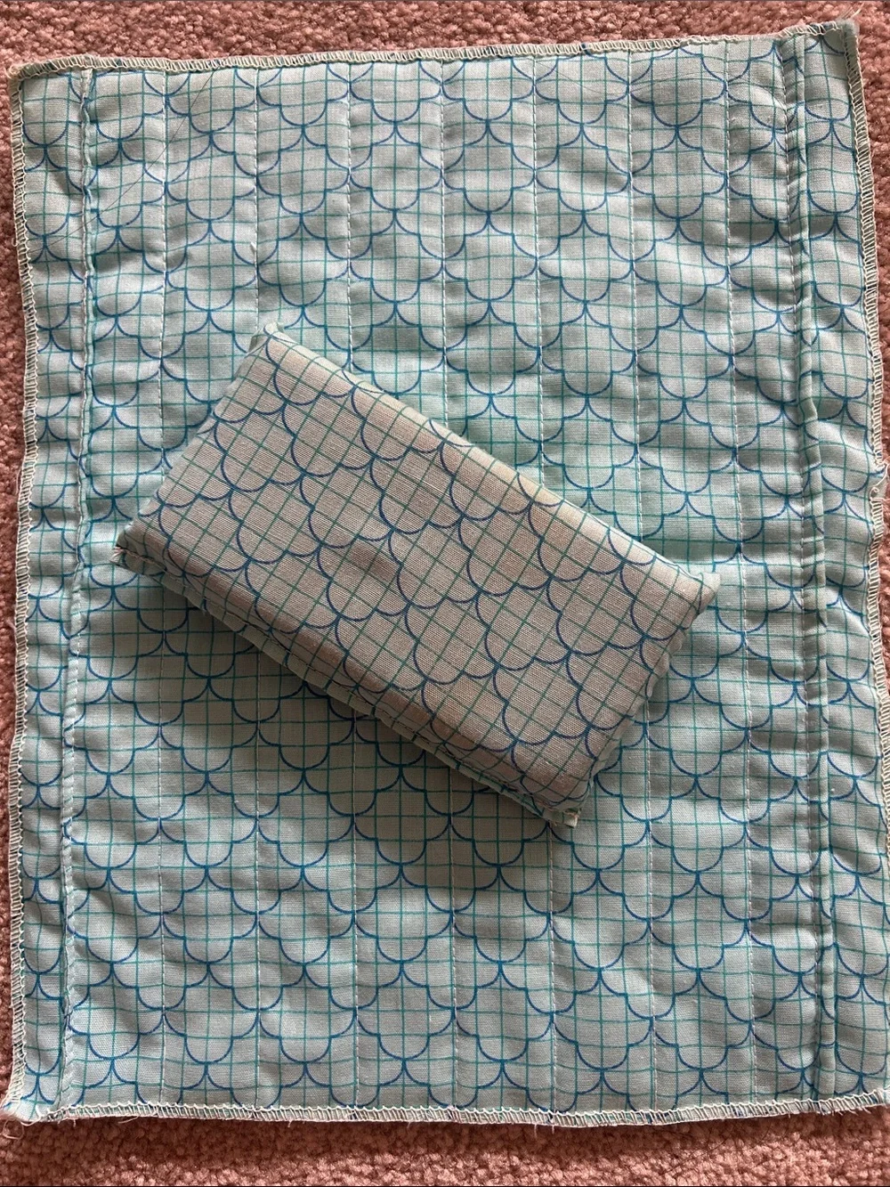 Vintage 1979 Marx Sindy Doll Bed Bedding Set Blue Pillow Blanket